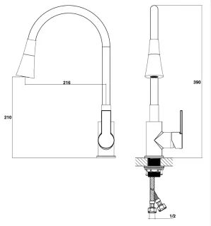 Смеситель для кухни Stella Polar Тулуза S3865-2 матовое золото черный